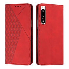 Leather Case Stands Flip Cover Holder Y02X for Sony Xperia 5 IV Red