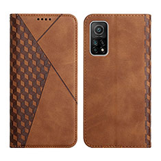 Leather Case Stands Flip Cover Holder Y02X for Xiaomi Mi 10T 5G Brown