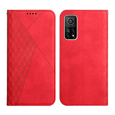 Leather Case Stands Flip Cover Holder Y02X for Xiaomi Mi 10T 5G Red