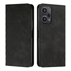 Leather Case Stands Flip Cover Holder Y02X for Xiaomi Poco F5 5G Black
