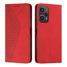 Leather Case Stands Flip Cover Holder Y02X for Xiaomi Poco F5 5G Red