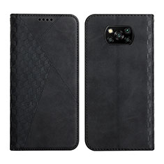 Leather Case Stands Flip Cover Holder Y02X for Xiaomi Poco X3 NFC Black