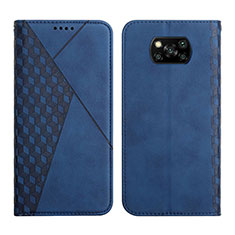 Leather Case Stands Flip Cover Holder Y02X for Xiaomi Poco X3 NFC Blue