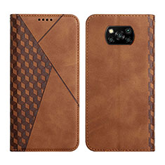 Leather Case Stands Flip Cover Holder Y02X for Xiaomi Poco X3 Pro Brown