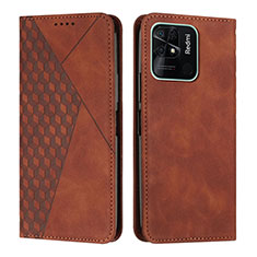 Leather Case Stands Flip Cover Holder Y02X for Xiaomi Redmi 10C 4G Brown