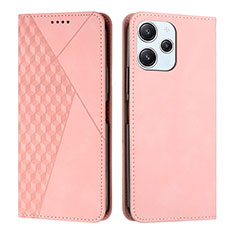 Leather Case Stands Flip Cover Holder Y02X for Xiaomi Redmi 12 4G Rose Gold