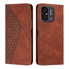 Leather Case Stands Flip Cover Holder Y02X for Xiaomi Redmi 12C 4G Brown