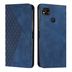 Leather Case Stands Flip Cover Holder Y02X for Xiaomi Redmi 9 India Blue