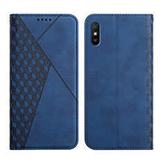 Leather Case Stands Flip Cover Holder Y02X for Xiaomi Redmi 9A Blue