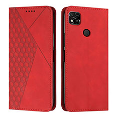 Leather Case Stands Flip Cover Holder Y02X for Xiaomi Redmi 9C Red