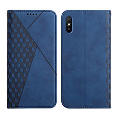 Leather Case Stands Flip Cover Holder Y02X for Xiaomi Redmi 9i Blue