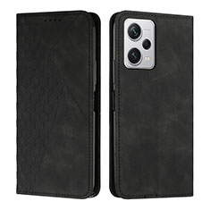 Leather Case Stands Flip Cover Holder Y02X for Xiaomi Redmi Note 12 Pro 5G Black