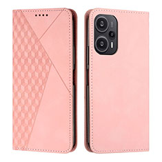 Leather Case Stands Flip Cover Holder Y02X for Xiaomi Redmi Note 12 Turbo 5G Rose Gold