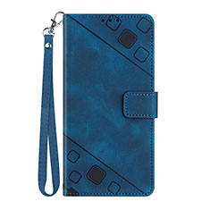Leather Case Stands Flip Cover Holder Y03B for Huawei Honor X7a Blue