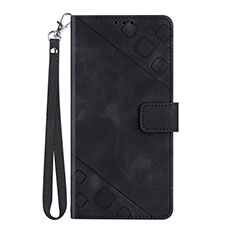 Leather Case Stands Flip Cover Holder Y03B for Huawei Nova Y70 Plus Black