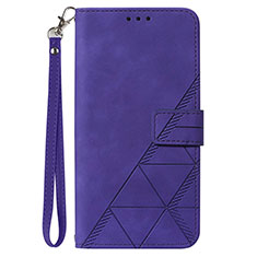 Leather Case Stands Flip Cover Holder Y03B for Samsung Galaxy M22 4G Purple