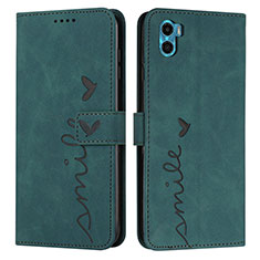 Leather Case Stands Flip Cover Holder Y03X for Motorola Moto E22S Green