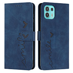 Leather Case Stands Flip Cover Holder Y03X for Motorola Moto Edge 20 Lite 5G Blue