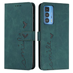 Leather Case Stands Flip Cover Holder Y03X for Motorola Moto Edge 20 Pro 5G Green