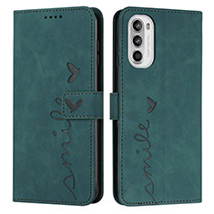 Leather Case Stands Flip Cover Holder Y03X for Motorola Moto Edge (2022) 5G Green