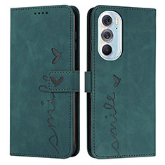 Leather Case Stands Flip Cover Holder Y03X for Motorola Moto Edge 30 Pro 5G Green