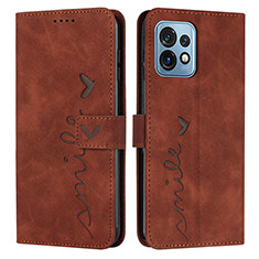 Leather Case Stands Flip Cover Holder Y03X for Motorola Moto Edge 40 Pro 5G Brown