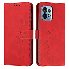 Leather Case Stands Flip Cover Holder Y03X for Motorola Moto Edge 40 Pro 5G Red