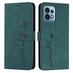 Leather Case Stands Flip Cover Holder Y03X for Motorola Moto Edge Plus (2023) 5G Green