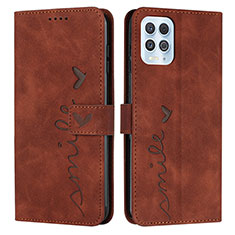 Leather Case Stands Flip Cover Holder Y03X for Motorola Moto Edge S 5G Brown