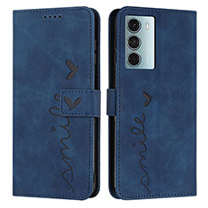 Leather Case Stands Flip Cover Holder Y03X for Motorola Moto Edge S30 5G Blue
