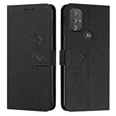 Leather Case Stands Flip Cover Holder Y03X for Motorola Moto G Play (2023) Black