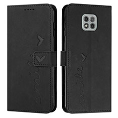 Leather Case Stands Flip Cover Holder Y03X for Motorola Moto G Power (2021) Black