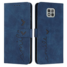 Leather Case Stands Flip Cover Holder Y03X for Motorola Moto G Power (2021) Blue