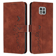 Leather Case Stands Flip Cover Holder Y03X for Motorola Moto G Power (2021) Brown