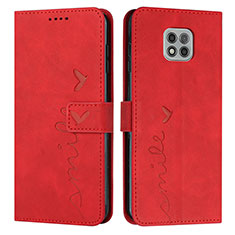 Leather Case Stands Flip Cover Holder Y03X for Motorola Moto G Power (2021) Red