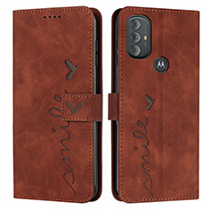 Leather Case Stands Flip Cover Holder Y03X for Motorola Moto G Power (2022) Brown