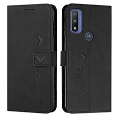 Leather Case Stands Flip Cover Holder Y03X for Motorola Moto G Pure Black