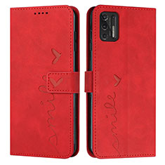 Leather Case Stands Flip Cover Holder Y03X for Motorola Moto G Stylus (2021) Red