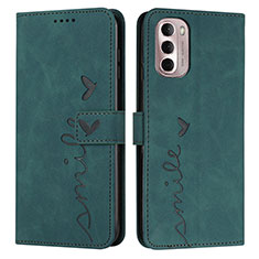 Leather Case Stands Flip Cover Holder Y03X for Motorola Moto G Stylus (2022) 4G Green