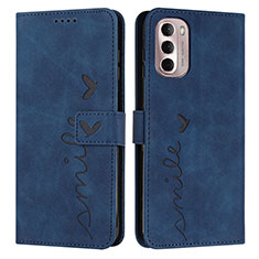 Leather Case Stands Flip Cover Holder Y03X for Motorola Moto G Stylus (2022) 5G Blue