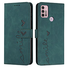Leather Case Stands Flip Cover Holder Y03X for Motorola Moto G10 Power Green