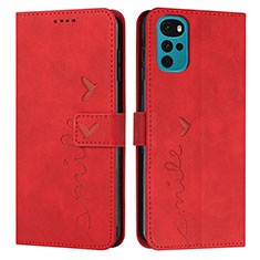 Leather Case Stands Flip Cover Holder Y03X for Motorola Moto G22 Red