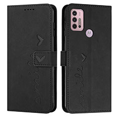 Leather Case Stands Flip Cover Holder Y03X for Motorola Moto G30 Black