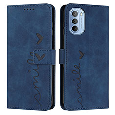 Leather Case Stands Flip Cover Holder Y03X for Motorola Moto G41 Blue