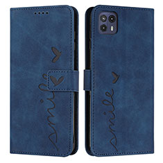 Leather Case Stands Flip Cover Holder Y03X for Motorola Moto G50 5G Blue