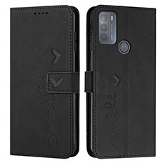 Leather Case Stands Flip Cover Holder Y03X for Motorola Moto G50 Black