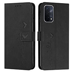 Leather Case Stands Flip Cover Holder Y03X for OnePlus Nord N200 5G Black