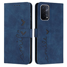 Leather Case Stands Flip Cover Holder Y03X for OnePlus Nord N200 5G Blue
