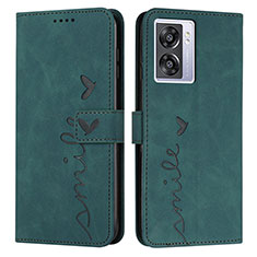 Leather Case Stands Flip Cover Holder Y03X for OnePlus Nord N300 5G Green
