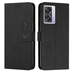 Leather Case Stands Flip Cover Holder Y03X for Oppo A57 5G Black